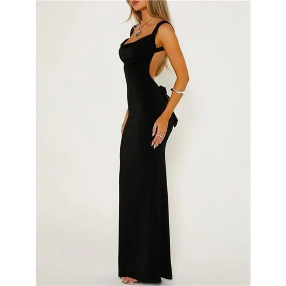 Backless Wide Strap Maxi Dress - Picture 9 of 16